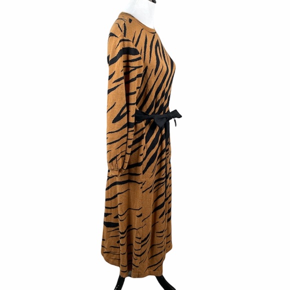 Who What Wear Knit Tiger Pattern Sweater Dress, Brown - Picture 4 of 10